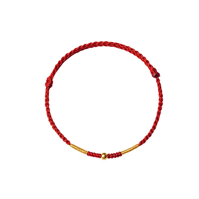 宫里上新足金转运珠红绳编织手绳