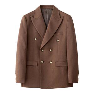 绅士雅痞商务正装通勤戗驳领双排扣免烫西服套装男士休闲西装外套