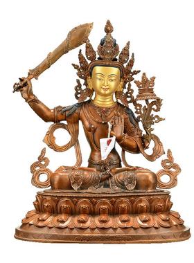 藏式红铜文殊菩萨桌面装饰摆件