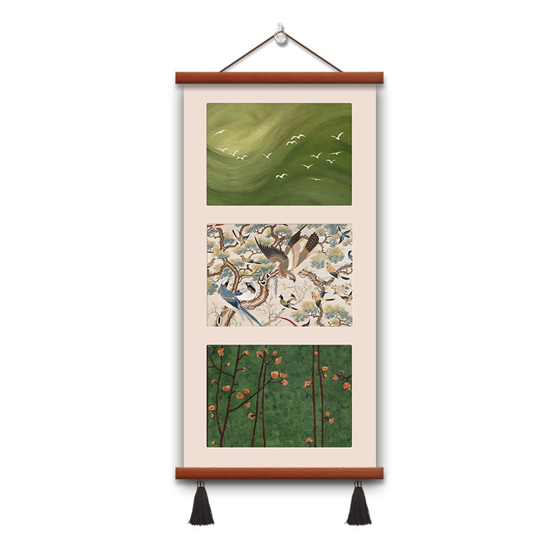 绿色花卉法式中古风玄关装饰画客厅清新摆画餐厅挂画复古卧室壁画