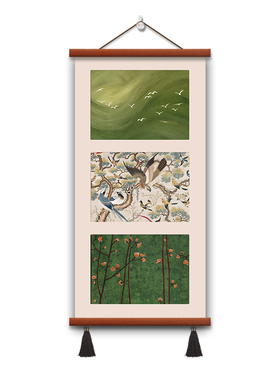 绿色花卉法式中古风玄关装饰画客厅清新摆画餐厅挂画复古卧室壁画