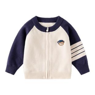 班喜迪男童毛衣春装2025新款宝宝帅气针织开衫儿童衣服秋冬季外套