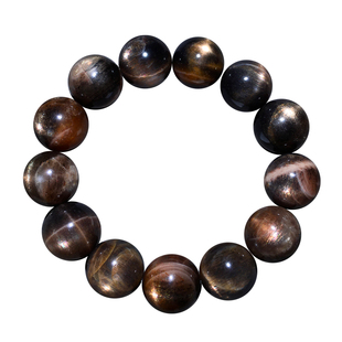 天然黑金骨干长石三圈手串金黄色日光石单圈手链饰品水晶情侣款女