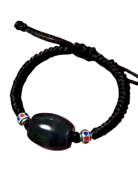 鼓珠勒子和田玉手串手链墨玉籽料