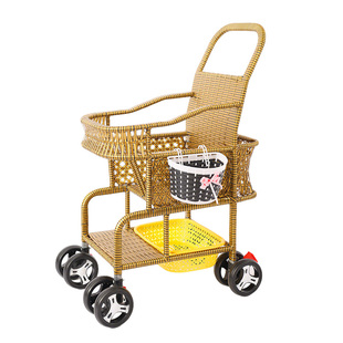 仿藤推车婴儿车宝宝竹藤推车轻便藤椅四季通用手工编织婴儿小推车