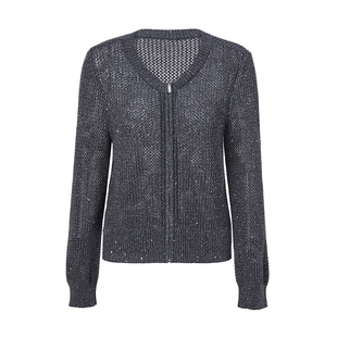 恩瑞妮轻熟优雅风V领镂空针织衫女高级感慵懒毛衣上衣2026年春新