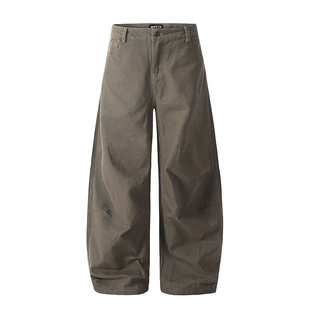 MRNEARLY美式工装裤子男高街设计感小众弯刀牛仔裤复古阔腿休闲裤