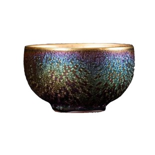 七彩曜变鎏金茶杯主人杯高档个人专用鎏银窑变天目瓷茶杯陶瓷茶盏