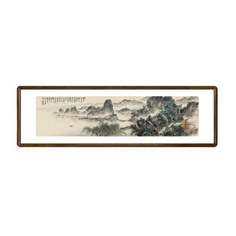 借问西湖国画山水装裱实木框