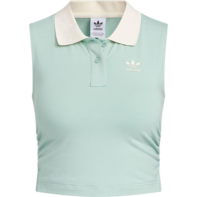 Adidas/阿迪达斯正品三叶草女士短款紧身运动翻领休闲背心KE3894