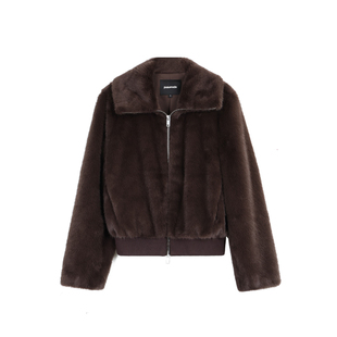 pusumede 云端触感 高级感宽松柔糯仿皮草女气质短款慵懒毛毛外套