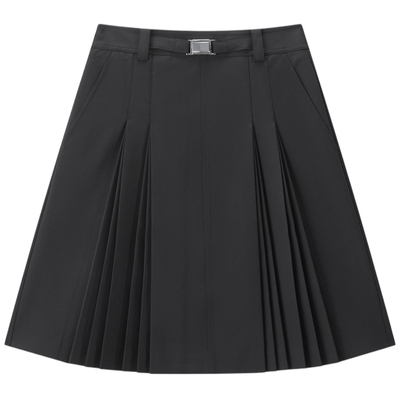 【商场同款】太平鸟黑色高腰百褶裙半身裙春装新款通勤A1GFG1361