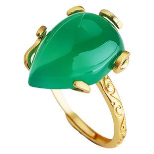 S925纯银戒指空托镶嵌不规则蜜蜡琥珀绿松石貔貅随形戒托空托