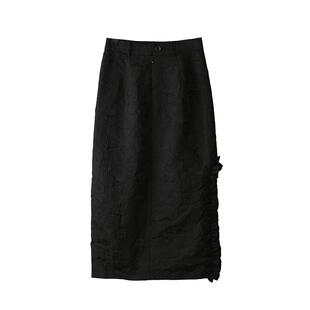 黑色新中式国风半身裙女2026年春季新款提花2025超火开春包臀裙子