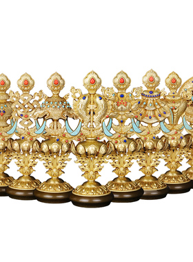 慧宝黄铜供奉藏式佛堂八吉祥摆件