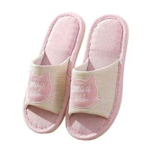 亚麻拖鞋厚底男女款四季家用情侣室内防滑静音棉麻布地板居家凉拖