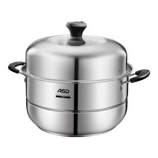 爱仕达蒸锅蒸馒头双层304不锈钢汤锅多层多用锅26/28cm复底加厚