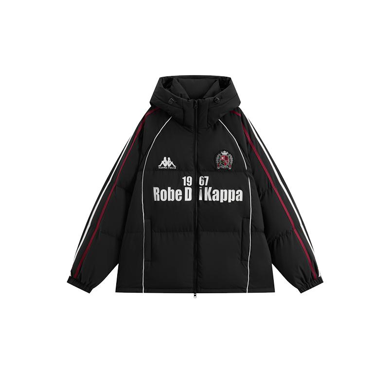 Kappa卡帕男女同款2026冬季新款面包立领连帽加厚保暖外套羽绒服