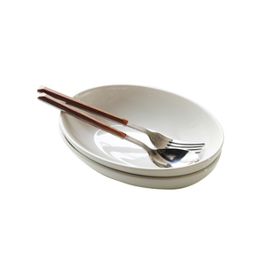 咖喱饭盘蛋蛋盘家用椭圆盘水果沙拉盘白色陶瓷甜品盘 早餐深盘子