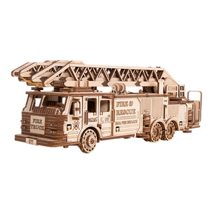 EWA消防救援车拼装汽车模型机械传动益智玩具男孩手工礼物潮玩