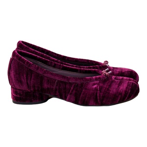 QIYUDUO 法式红丝绒分趾鞋女26春季新款一脚蹬浅口单鞋猪蹄芭蕾鞋