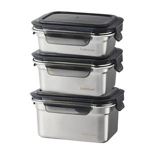 乐扣乐扣本色304不锈钢冷藏盒带盖冰箱密封盒水果韩国泡菜保鲜盒