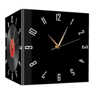 中古风转角时钟复古唱片阳角钟2026新款客厅挂钟拐角双面钟表挂墙