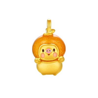 TSL谢瑞麟胖滚家族系列寓意祝福黄金吊坠大吉大利5D金挂坠X5669