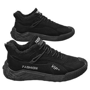 冬季加绒保暖休闲二棉鞋英伦风防寒老爸鞋子防滑工作上班新款男鞋