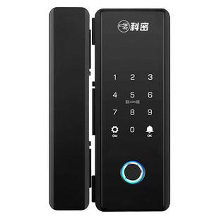 科密玻璃门密码锁有框无框单双开门办公室免开孔智能电子指纹门锁