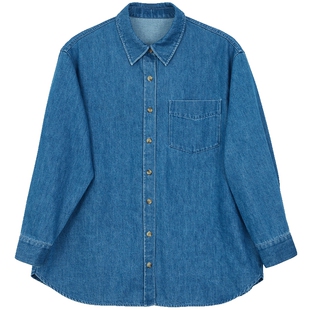 Lavinia 复古牛仔衬衫女设计感时尚通勤百搭休闲上衣春秋新款