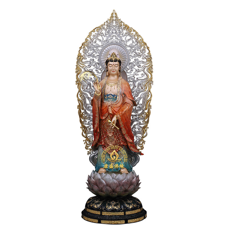 铜西方三圣佛像家用佛堂供奉摆件