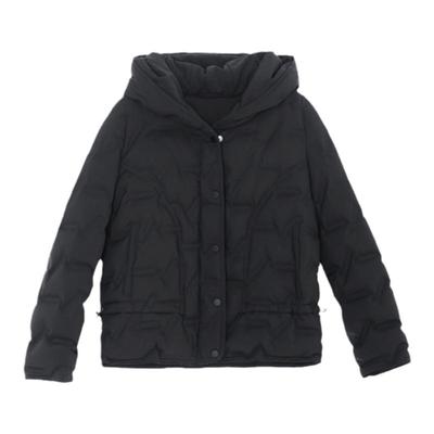 连帽白短款外套浅秋羽绒