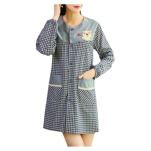 小个子的围裙女家用厨房2025新款洋气薄款前开扣棉质做饭上班罩衣