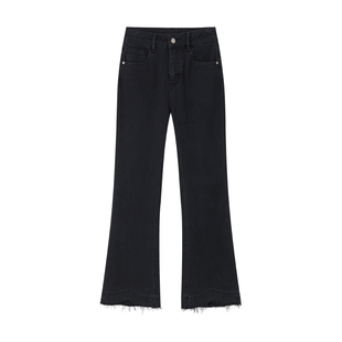 【摩登群像】CHICJOJO微喇牛仔裤女25冬新款黑色毛边九分超模裤