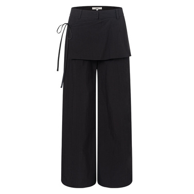 Raive显瘦系带阔腿裤灰色裤子