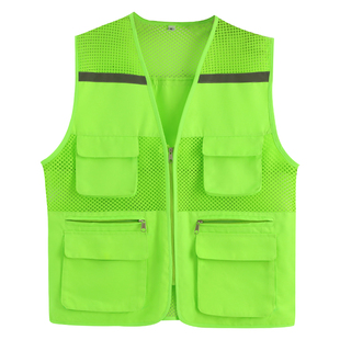 反光多口袋志愿者马甲定制公益儿童学生会背心透气工作服印字logo