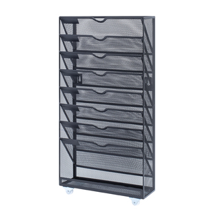 课桌收纳神器教室书袋课桌收纳学生高初中书本置物架可移动带轮小型课室头等铁艺舱收纳架书籍挂袋桌边面书架