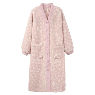 安之伴珊瑚绒睡袍女秋冬中长款