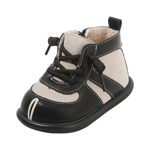 女童短靴加绒二棉小皮靴冬季新款宝宝棉鞋保暖棉靴软底婴幼儿鞋子