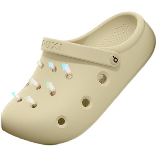 朴西洞洞鞋女2025新款夏季厚底外穿防滑拖鞋防臭户外沙滩鞋男平底