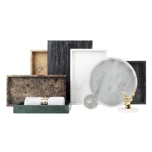 天然大理石托盘轻奢浴室收纳盘首饰展示盘北欧洞石香薰置物盘简约