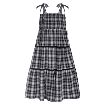 Heatherich连衣裙女2025年夏季新款通勤休闲格子吊带长裙572786