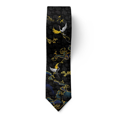 月色星象云中白鹤织金刺绣领带