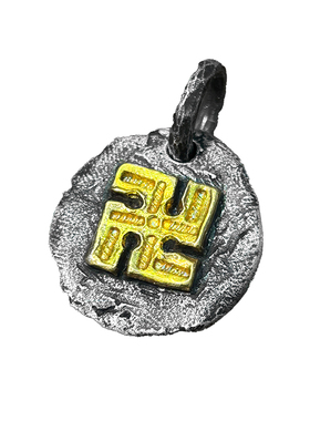 跋折罗VAJRA手工纯银吊坠24k包金