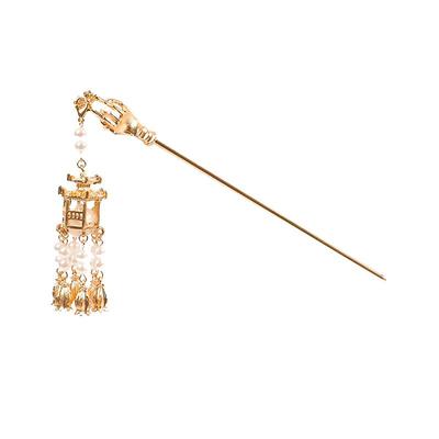 抹茶树古风儿童灯笼盘发发簪头饰