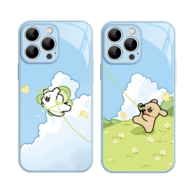 风筝小狗~可爱夏天情侣ins适用iPhone16promax手机壳华为mate60小米15opporeno14苹果13一加ACE3红米k80玻璃