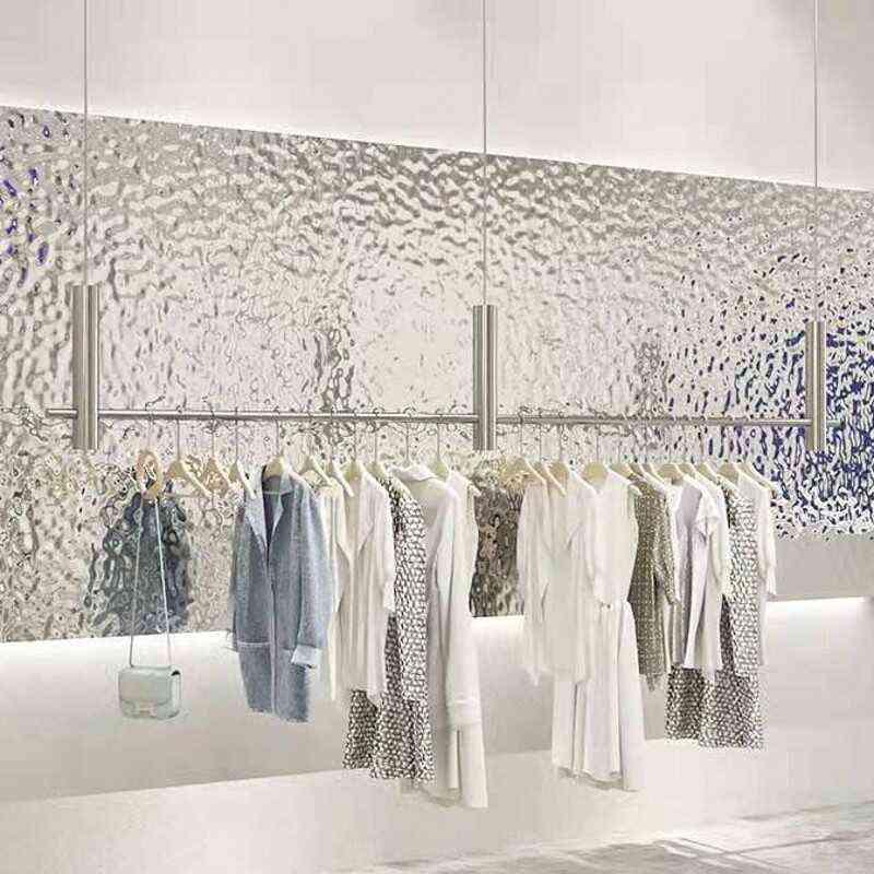 高档服装店不锈钢拉丝银悬挂吊架服装展示架橱窗钢丝绳吊架衣服架