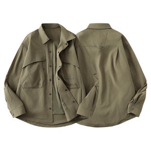 马克华菲挺括有型春装夹克男时尚休闲复古工装衬衫翻领外套上衣