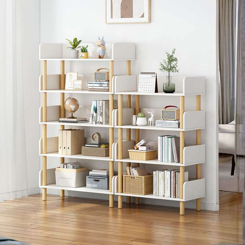 书架多层置物架简易落地客厅创意收纳架展示架卧室柜子实木书家用